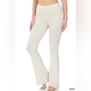 Zenana Stone Stretch Flare Pants large